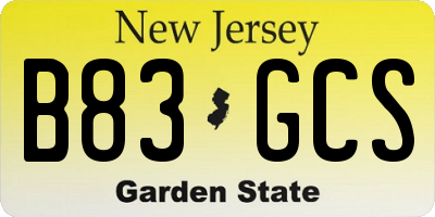 NJ license plate B83GCS