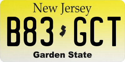 NJ license plate B83GCT