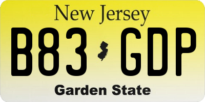 NJ license plate B83GDP