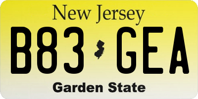 NJ license plate B83GEA