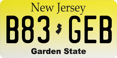 NJ license plate B83GEB