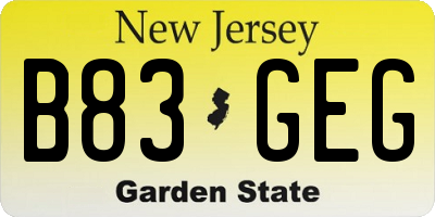 NJ license plate B83GEG