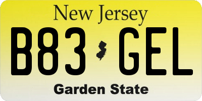 NJ license plate B83GEL