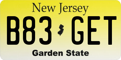 NJ license plate B83GET