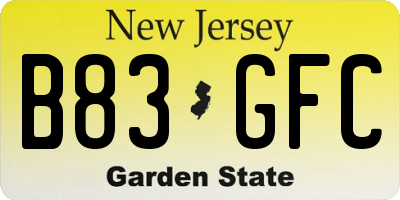 NJ license plate B83GFC