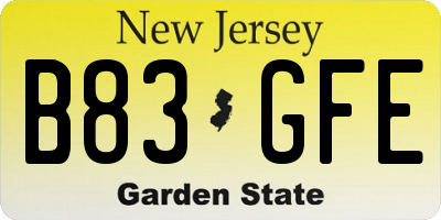 NJ license plate B83GFE