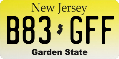 NJ license plate B83GFF