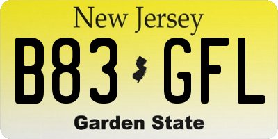 NJ license plate B83GFL