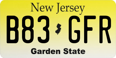 NJ license plate B83GFR