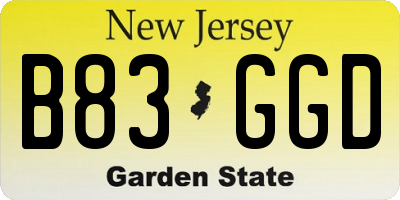 NJ license plate B83GGD