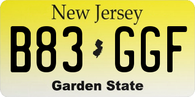 NJ license plate B83GGF