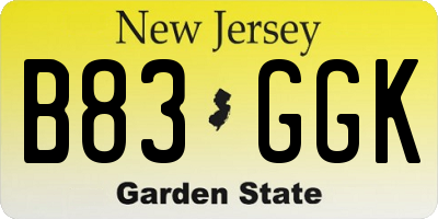 NJ license plate B83GGK