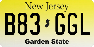 NJ license plate B83GGL