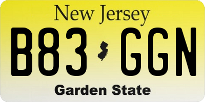NJ license plate B83GGN