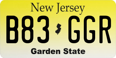 NJ license plate B83GGR