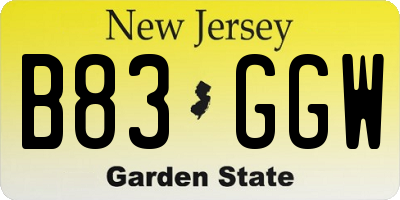 NJ license plate B83GGW