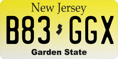 NJ license plate B83GGX
