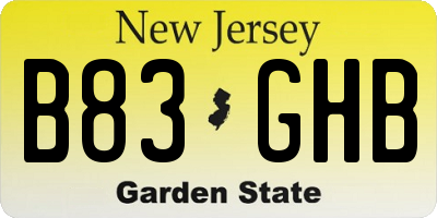 NJ license plate B83GHB