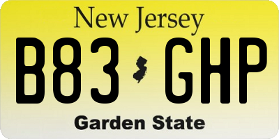 NJ license plate B83GHP