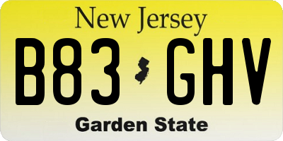 NJ license plate B83GHV