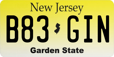 NJ license plate B83GIN