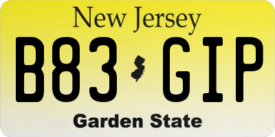 NJ license plate B83GIP