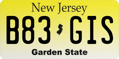 NJ license plate B83GIS