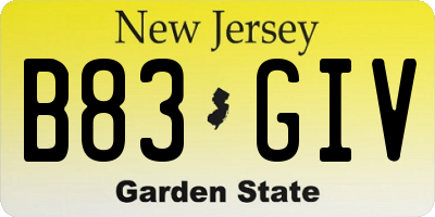 NJ license plate B83GIV