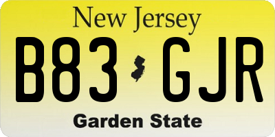NJ license plate B83GJR