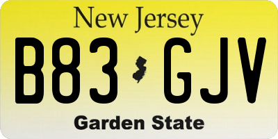 NJ license plate B83GJV