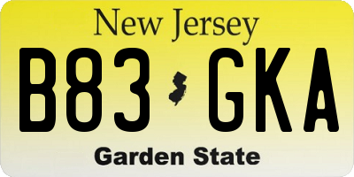 NJ license plate B83GKA