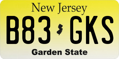 NJ license plate B83GKS