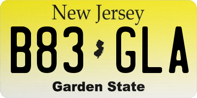 NJ license plate B83GLA
