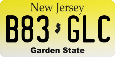 NJ license plate B83GLC