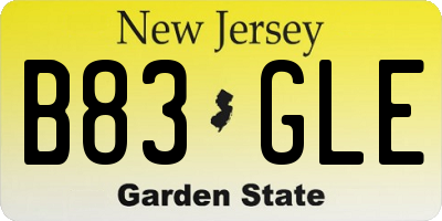 NJ license plate B83GLE