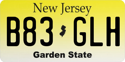 NJ license plate B83GLH
