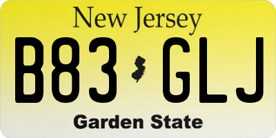 NJ license plate B83GLJ
