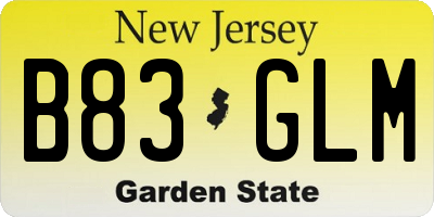 NJ license plate B83GLM