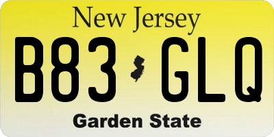 NJ license plate B83GLQ