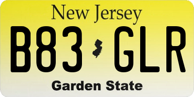 NJ license plate B83GLR