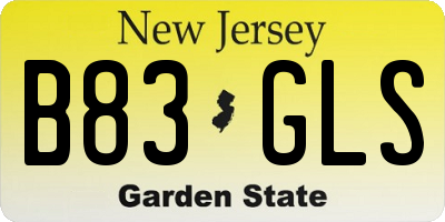 NJ license plate B83GLS