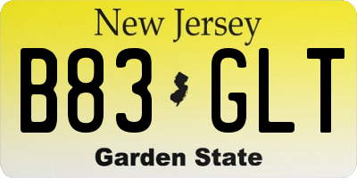 NJ license plate B83GLT