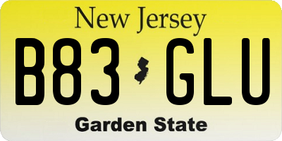 NJ license plate B83GLU