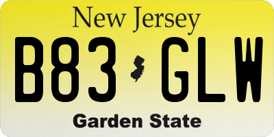 NJ license plate B83GLW