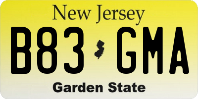 NJ license plate B83GMA