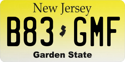 NJ license plate B83GMF
