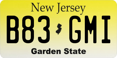 NJ license plate B83GMI