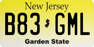 NJ license plate B83GML