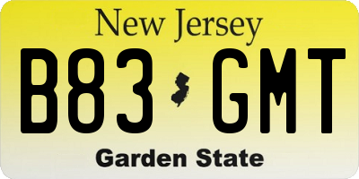 NJ license plate B83GMT