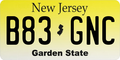 NJ license plate B83GNC